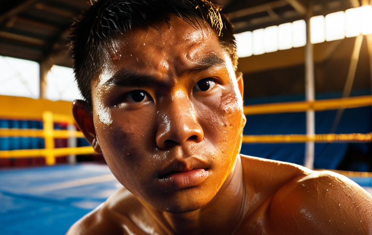 **

*Prompt:* Inspiring sports story. A determined Thai athlete overcoming obstacles, possibly in Muay Thai or Sepak Takraw, close up portrait with sweat and focused expression, golden hour lighting, stadium background, emotional and motivational.

**