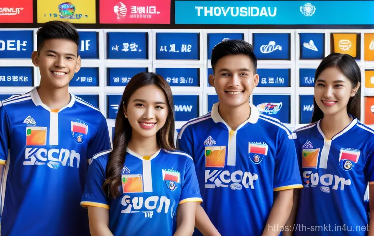 스포츠마케팅 직무에서의 기술 활용 - **Prompt:** A young, excited Thai female fan, wearing a popular Thai League football club jersey (e....