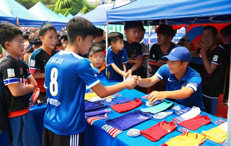 스포츠 구단 마케팅 사례 분석 - **Prompt:** A vibrant, bustling outdoor fan event for a Thai football club. Diverse Thai fans of all...