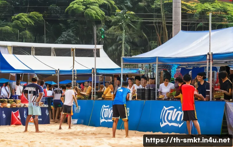 스포츠마케팅 직무에서의 커뮤니케이션 향상 방법 - **Prompt:** "A lively outdoor sports festival in Bangkok, Thailand. Focus on a friendly mixed-gender...