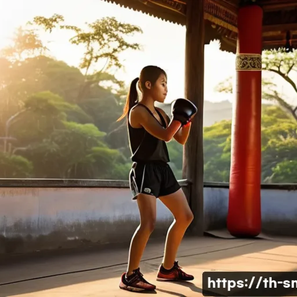 스포츠마케팅에서의 효과적인 콘텐츠 제작 팁 - **Prompt: "A young, determined Thai female Muay Thai boxer, in her mid-teens, is diligently practici...