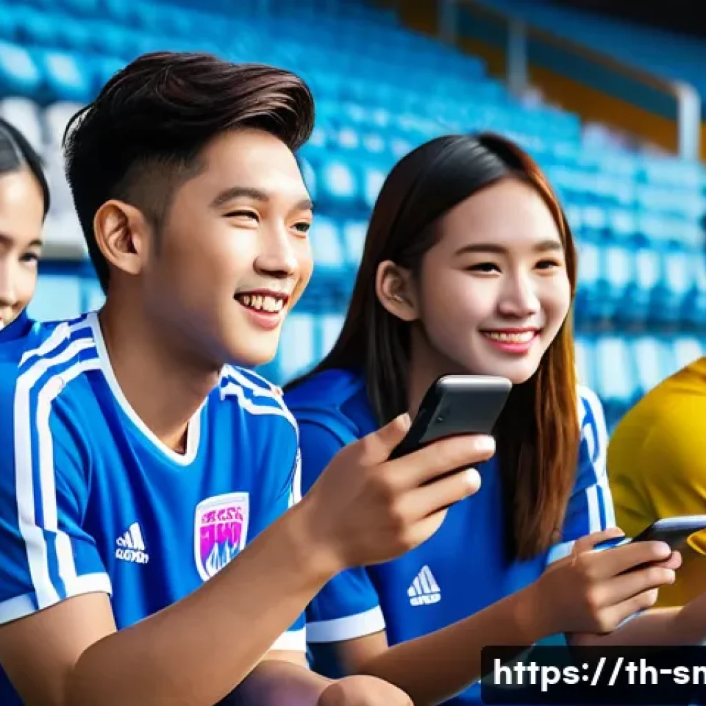 스포츠 구단과 글로벌 스폰서십 성공 사례 - A vibrant digital marketing campaign scene featuring a Thai football club collaborating with a globa...