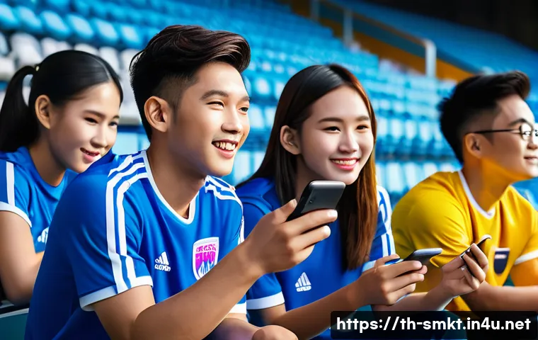 스포츠 구단과 글로벌 스폰서십 성공 사례 - A vibrant digital marketing campaign scene featuring a Thai football club collaborating with a globa...