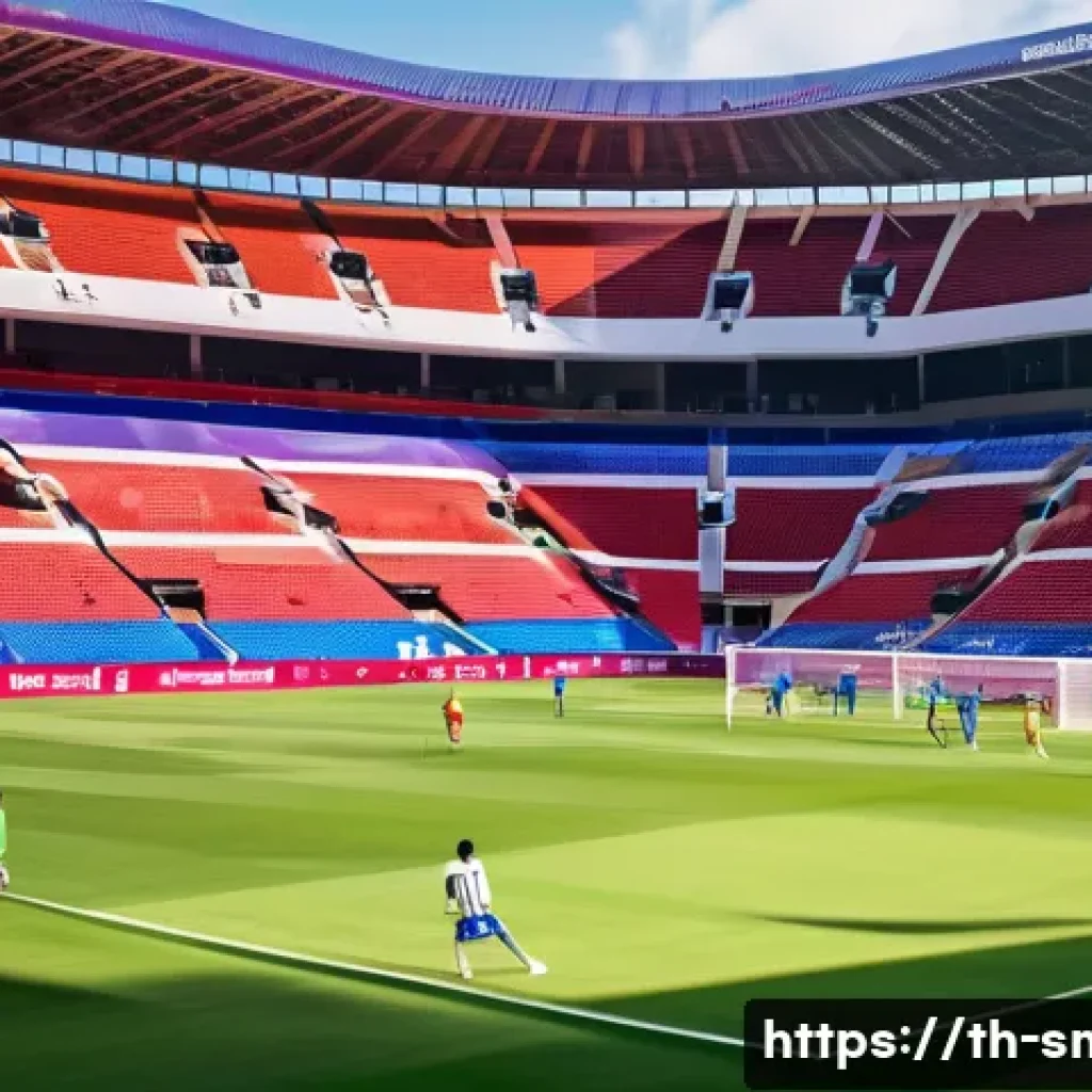 스포츠마케팅 학회 및 포럼 참가 후기 - A vibrant sports stadium scene in Thailand during a live football match, featuring enthusiastic Thai...