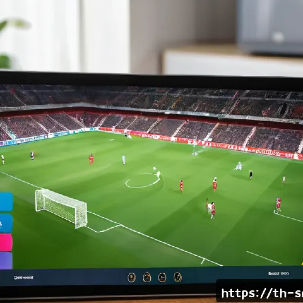 스포츠마케팅과 관련된 주요 산업 동향 분석 - A vibrant digital sports streaming platform interface on a sleek tablet screen, showing an interacti...